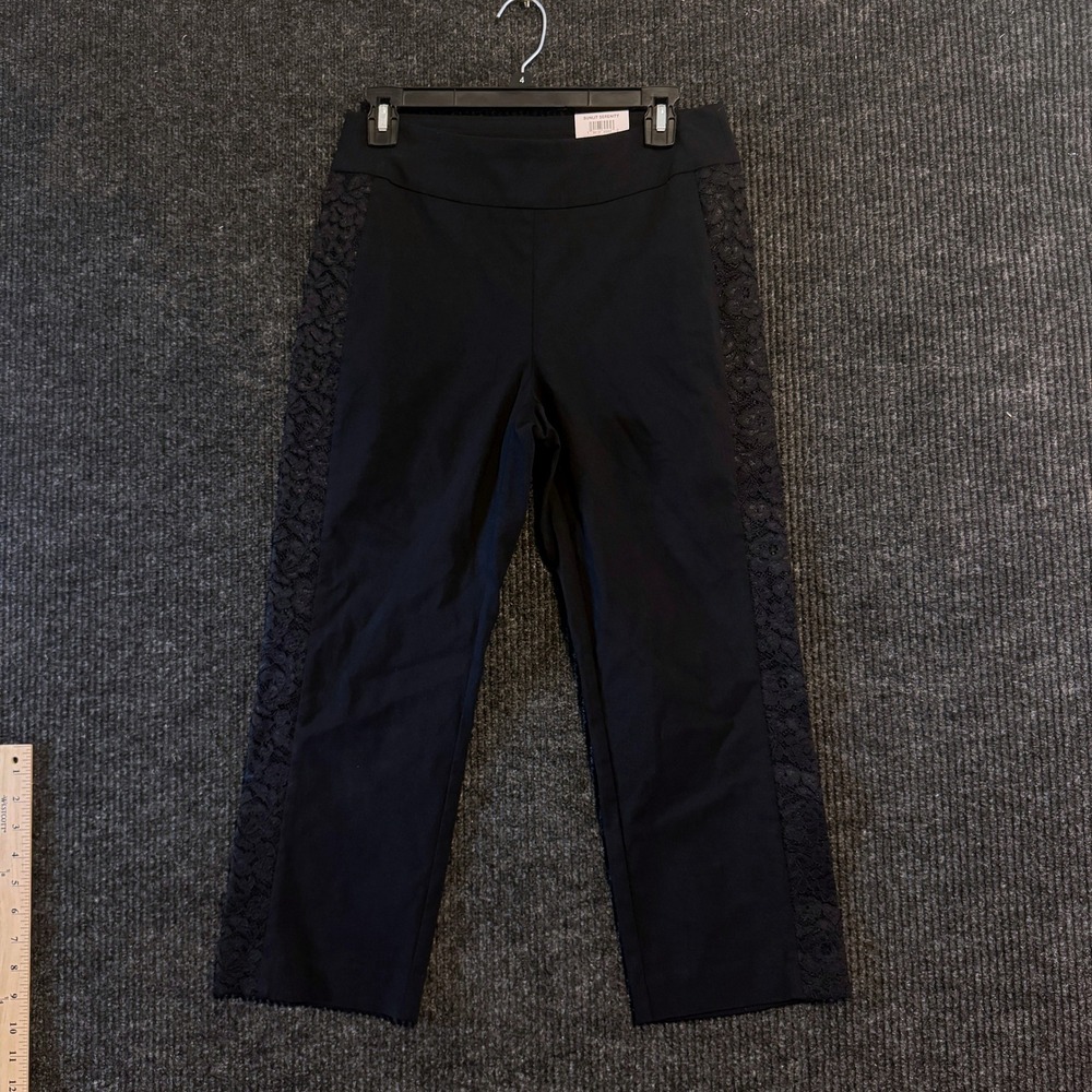 JM Collection Crop Pants Women S Black Lace Side Panel
